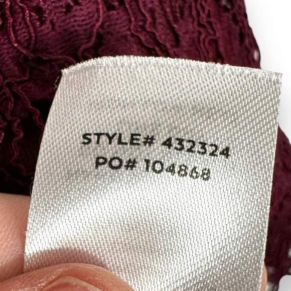 Lulu's Take Me to Brunch Lace Shift Mini Dress, Burgundy, Size Small - Picture 8 of 12